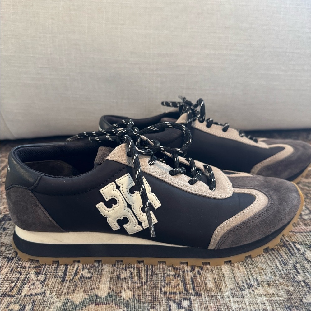 Tory Burch Navy Blue/Gray/White Destiny Trainer Sneakers